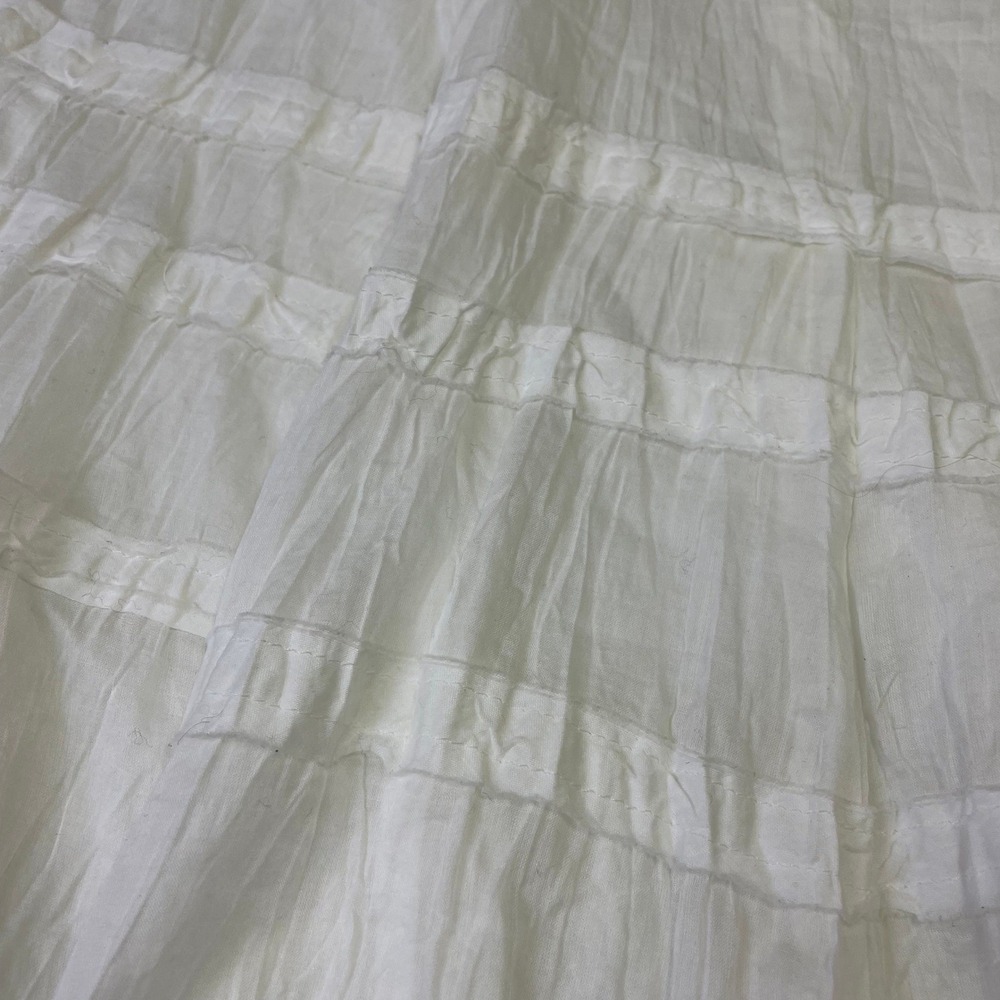 Lauren Ralph Lauren White Crinkled Cotton Skirt Flowy Midi Length Size 12 Boho - Picture 6 of 14
